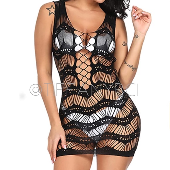 Dresses & Skirts - Sexy Black Mesh Fishnet Mini Dress